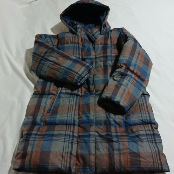 A New Day Extra Large Multicolor Plaid Puffer Coat Long Water Resistant - Picture 1 of 12